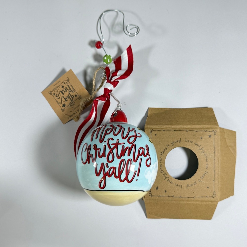 NIB Glory Haus Christmas Ornament Merry Christmas Y'all Palm Tree South Carolina
